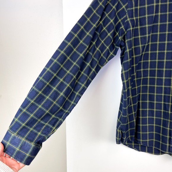 Ralph Lauren (XL) Mens Cotton Button Down Shirt Navy Blue Yellow Checks - Picture 4 of 11